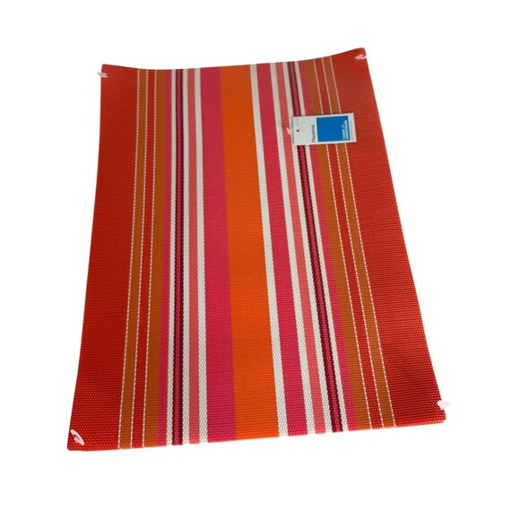 Room Essentials Indoor Outdoor Placemats Set of 8 Woven Vinyl Tangerine Rainbow - Picture 7 of 8